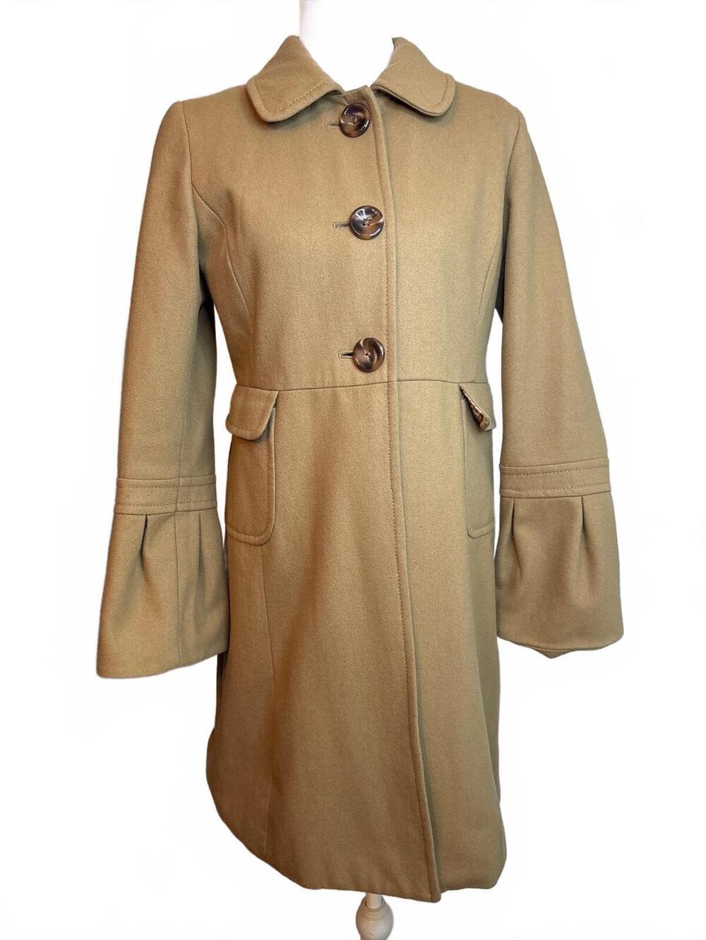 Camel Wool Blend Tailored Overcoat S